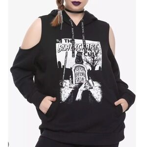Blackcraft Cult Womens L Black Cold Shoulder Hoodie Create Your Own Future Goth